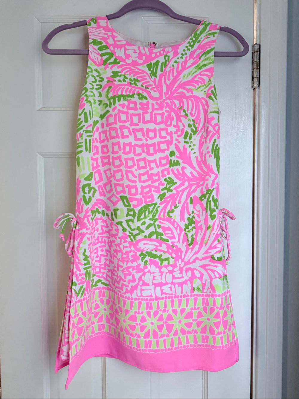 Lilly Pulitzer Pink and Green Pineapple Print Dress with Shorts